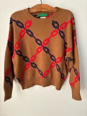Clare V. Sweater Women’s Medium Drop Shoulder Chain Cashmere Blend Sweater